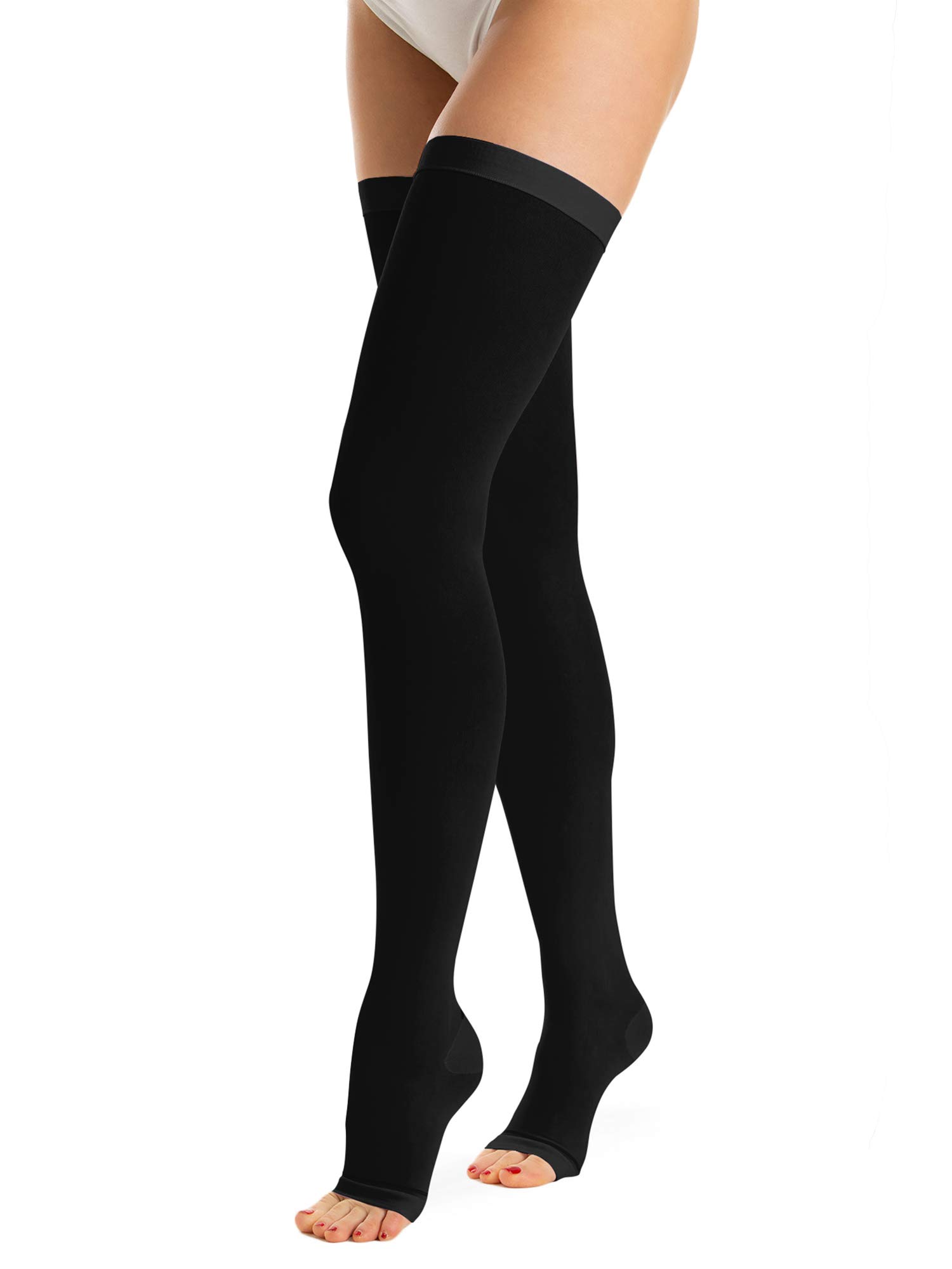 Relaxsan Antiembolism M0370A (1 Pair - Black, XXL) Open-toe anti-embolism hold up stockings - K1-18-23 mmHg