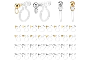PH PandaHall 52PCS Transparent U Type Earrings Finding Invisible Clip-on Earring Converter Gold Platinum Resin Earring Clips 