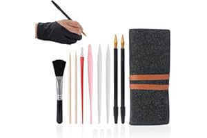 EGOSKY Scratch Painting Art Tool, 11 Pieces Scratching Drawing Tool Set, Including Artist Glove, Tool Bag, Scratch Coloring Pens, Plastic and Wooden Stylus, Scraper, Clean Brush