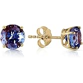 14k Solid Yellow Gold Stud Earrings with 0.95 Carat Natural Tanzanite