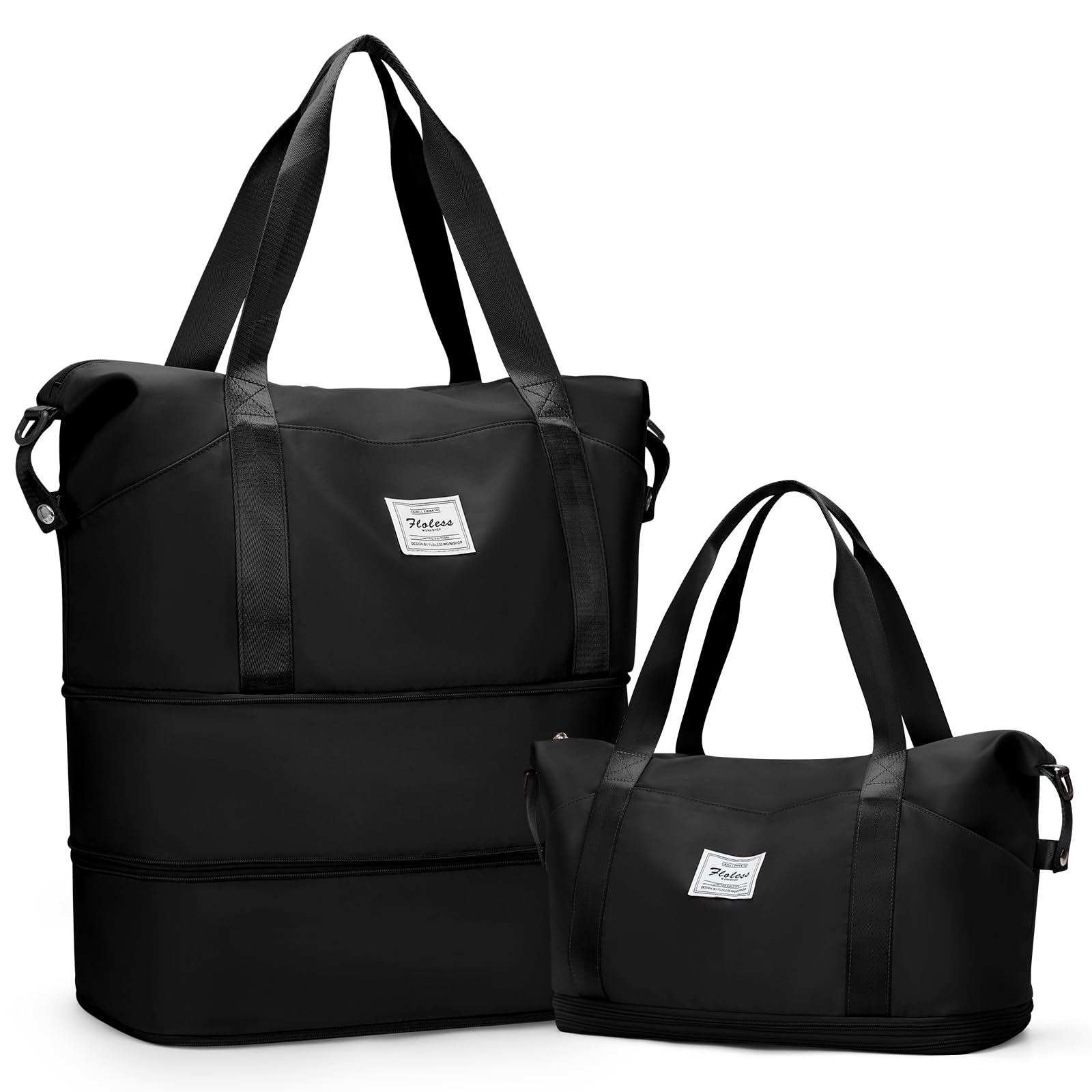 Photo 1 of Expandable Travel Duffle Bag for Women Men, Large Gym Bag Travel Tote Bags, Waterproof Carry On Personal Item Bag Airline Approved, Workout Weekender Bag for Overnight Trips with Luggage Sleeve, Black