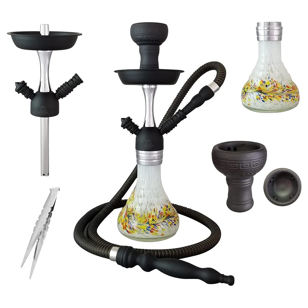 Photo 1 of 16" Pharaohs Kaya Hookah Complete Set, Cosmic Edition, Handmade Glass Base, Two-tone Shaft (Abstract)