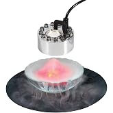 Akeydeco Halloween Party Mist Maker,Ultrasonic Water Pond Fountain Fogger 9 LED Red Yellow and Blue Light Flashes Aluminum Atomizer Air Humidifier for and Rockery Fish Tank Vase Birdbath Deco