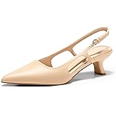 Coutgo Women's Pointed Toe Slingback Kitten Heel Pumps