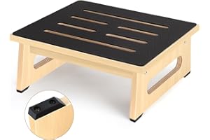 One Step Stool for Adults Seniors with Non-Slip Rubber Stepping Surface, Portable Single Wooden Riser, 450 LBS Capacity for B