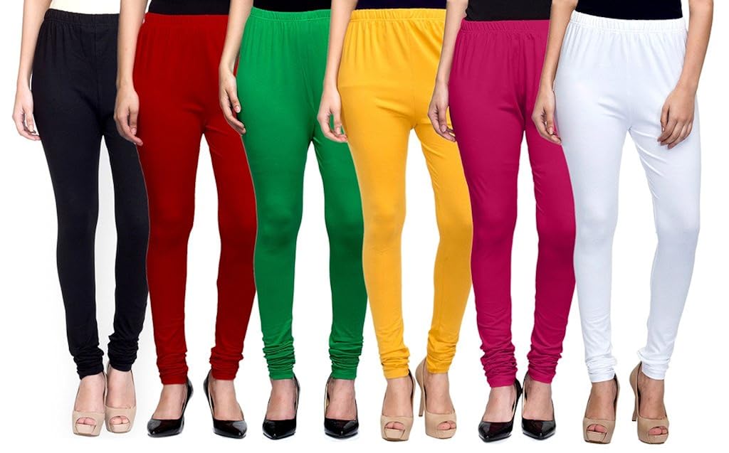 mek-orange women's cotton churidar legging - pack of 6