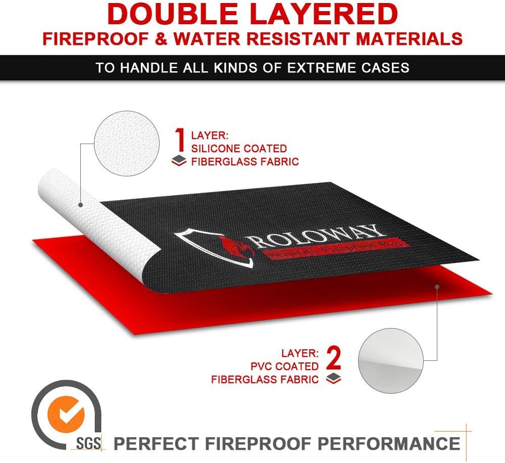 ROLOWAY Large (17 x 12 x 5.8 inches) Fireproof Bag, XL Fireproof Document Bags with Small Fireproof Bag, Fireproof Safe and Water Resistant Bag for Money, Legal Documents, Files, Valuables: Office Products