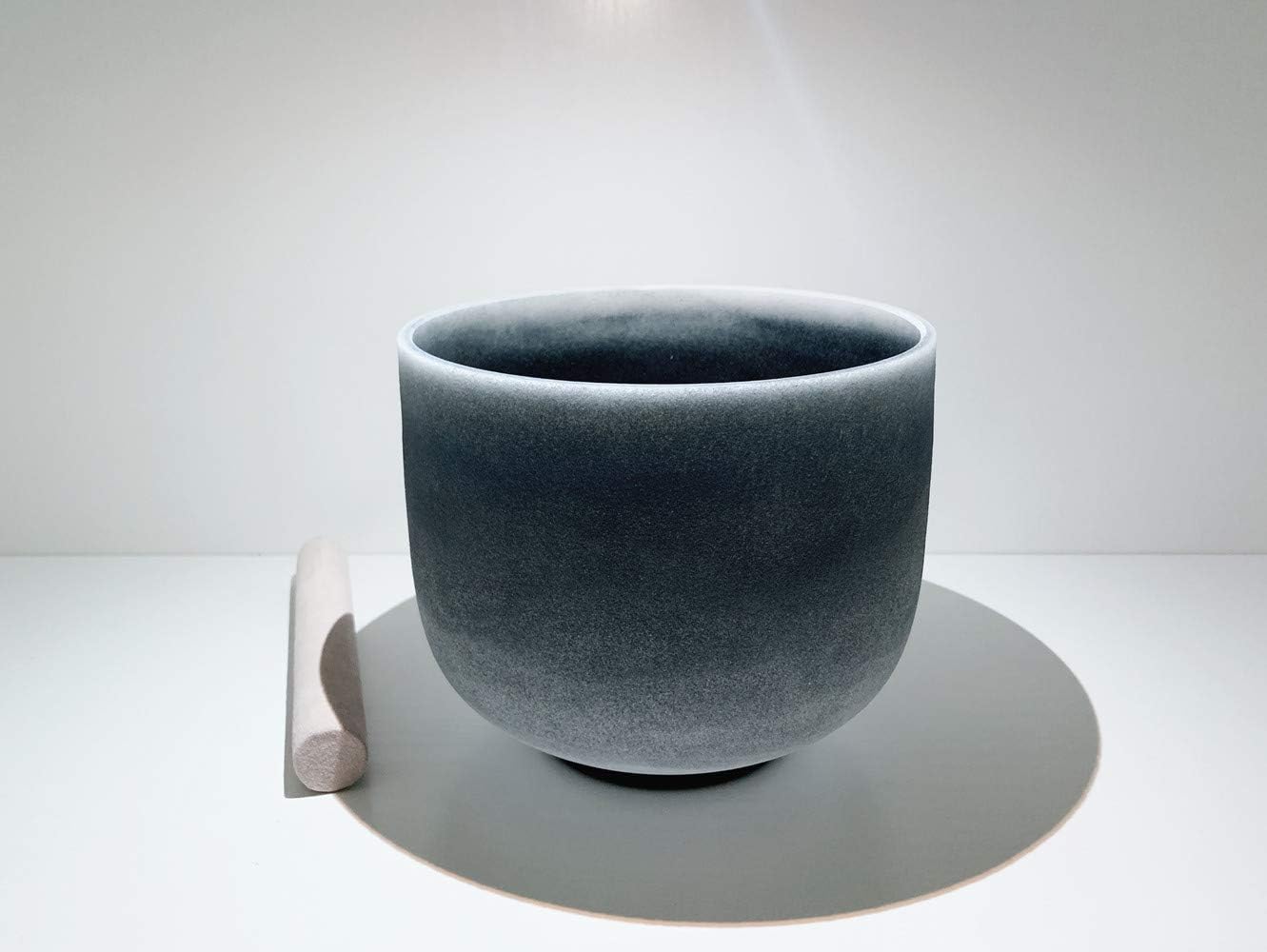 Moldavite Gemstone Fusion Crystal Singing Bowl C Root Chakra 8 inch with Free Suede Striker and O ring