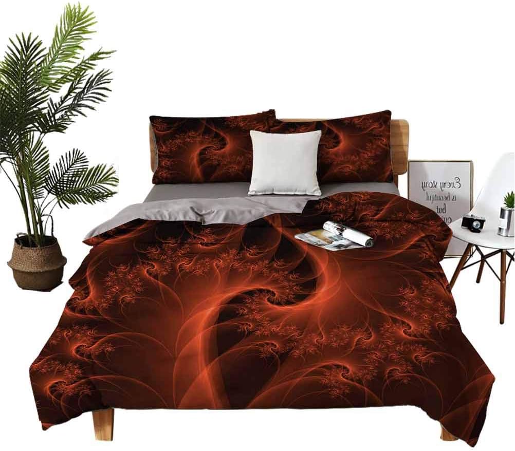 Burnt Orange Quilt Coverlet Bed Set Digital Swirls Floral with 2