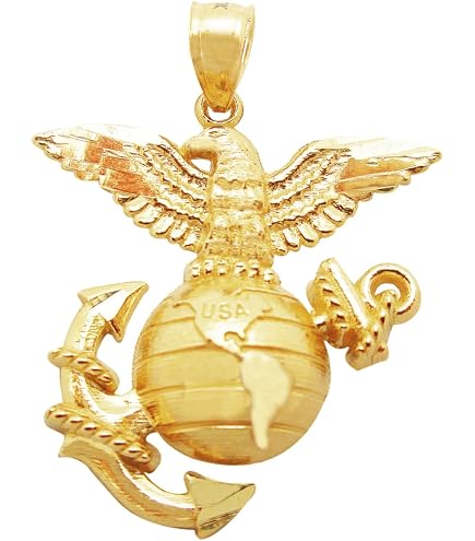 USMC カレッジペンダント　Sterling & CTO 10k gold Amazon.com: AMZ Jewelry 10K Yellow Gold Marine Corps EGA Pendant