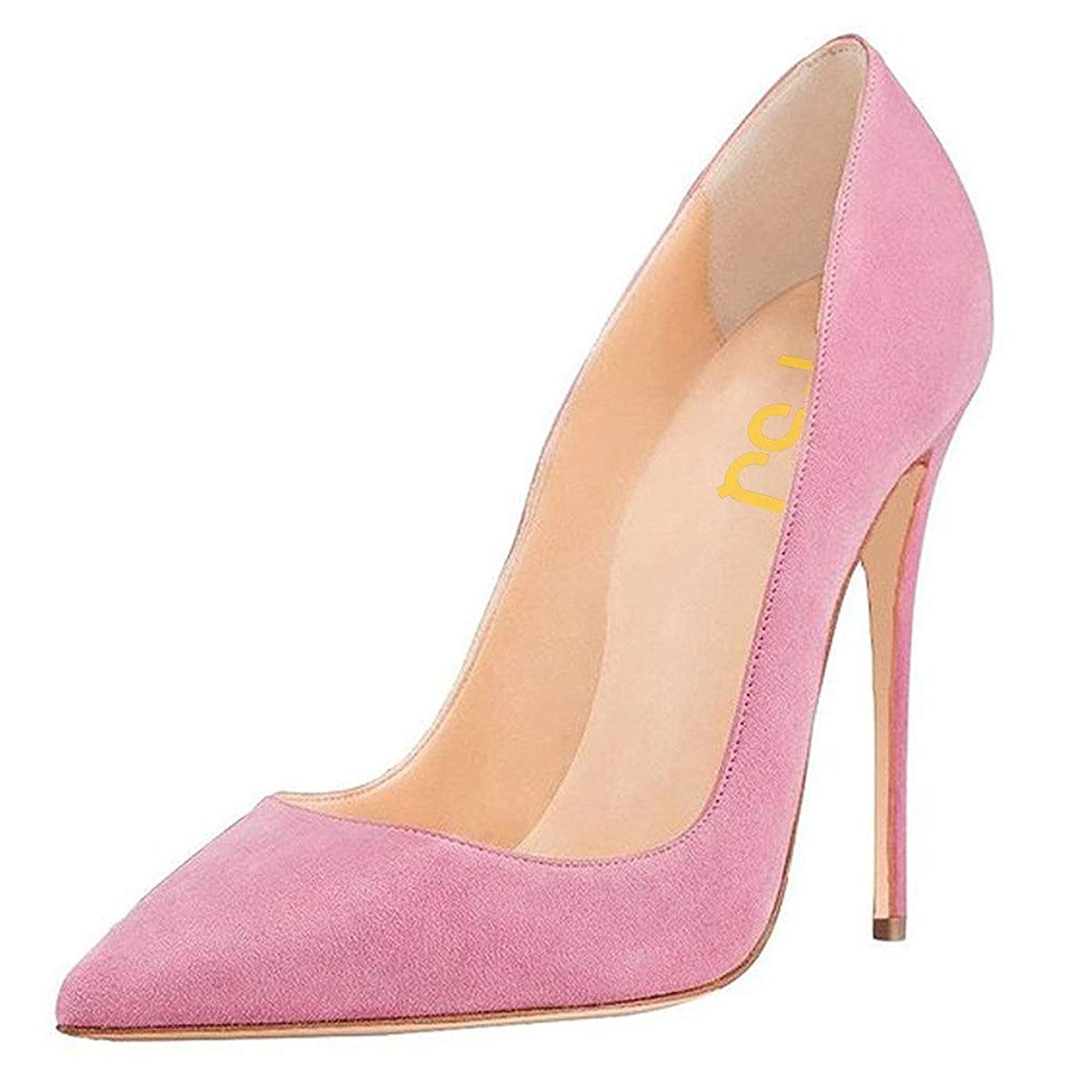 FSJ Women Sexy Suede Pointed Toe Pumps 12 cm High Heels Stilettos Prom Daily Classic Shoes Size 4-15 US