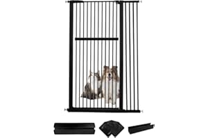 Lumizone Extra Tall Pet Gate 55.12" High Pressure Mounted 38.39"-42.51" Extra Wide (9 Sizes) 1.37" Gap for Cat Dog Children Stairs Doorway Hallway No Drilling Auto-Close (38.39"-42.51", Black)