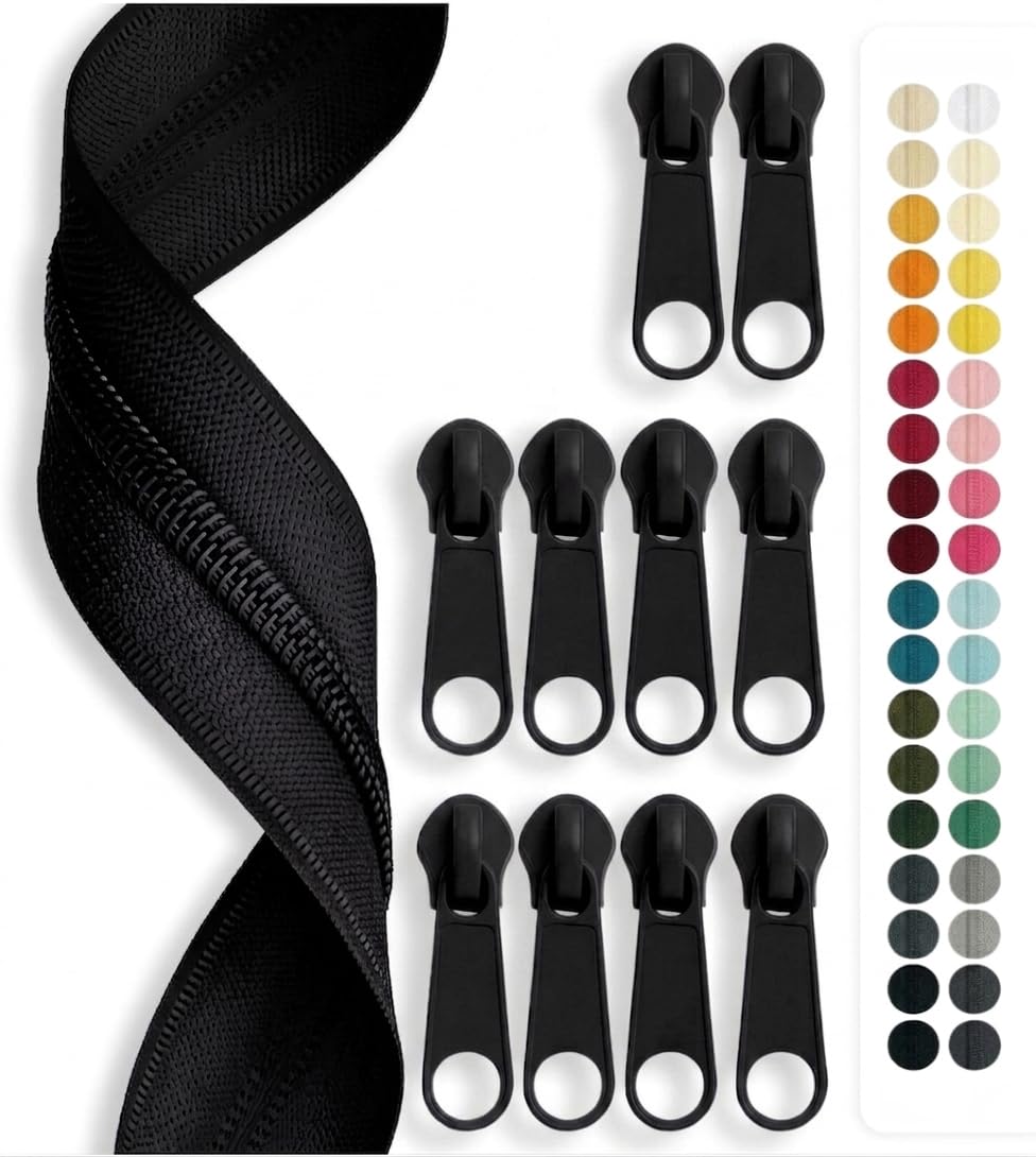 Jajasio Endless Zip 3 mm, 5 Metres and 50 Metres Nonlock Zip, Continuous Zip Fastening, Choice of 40 Colours, 89, 5 metres — image 1