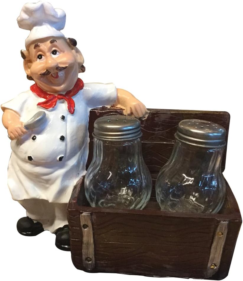 Janerate decor Fat Chef Figurine Resin Holder Bottle Pepper & Salt
