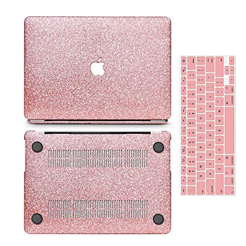 MacBook Air 13 inch Case,Anban Glitter Bling Smooth Protective Laptop Shell Slim Snap On Case with Keyboard Cover Compatible Mac Air 13" (A1369 & A1466,Older Ver 2010-2017 Release),Shining Rose Gold