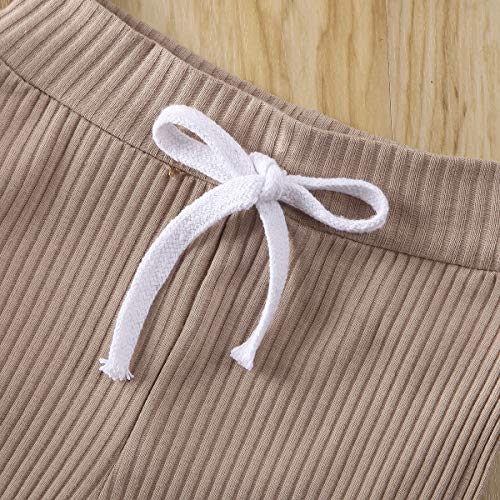 Newborn Baby Boy Girls Clothes Basic Plain Rib Stitch Short-Sleeve Top with Shorts 2 Pieces Outfits Set for Unisex (Brown Onesie Shorts Set, 18-24 Months) - Thumbnail 7