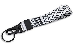 Palestinian Keffiyeh Wrist Strap, Car Key Holder, Heavy Duty Clip, Soft Polyester Fabric, Traditional Design