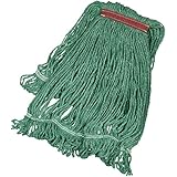AmazonBasics Loop-End Synthetic Mop Head, 1.25-inch Headband, Large, Green - 6-Pack