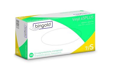 Einmalhandschuhe Vinyl 45PLUS transparent, Größe S, 100-er Pack