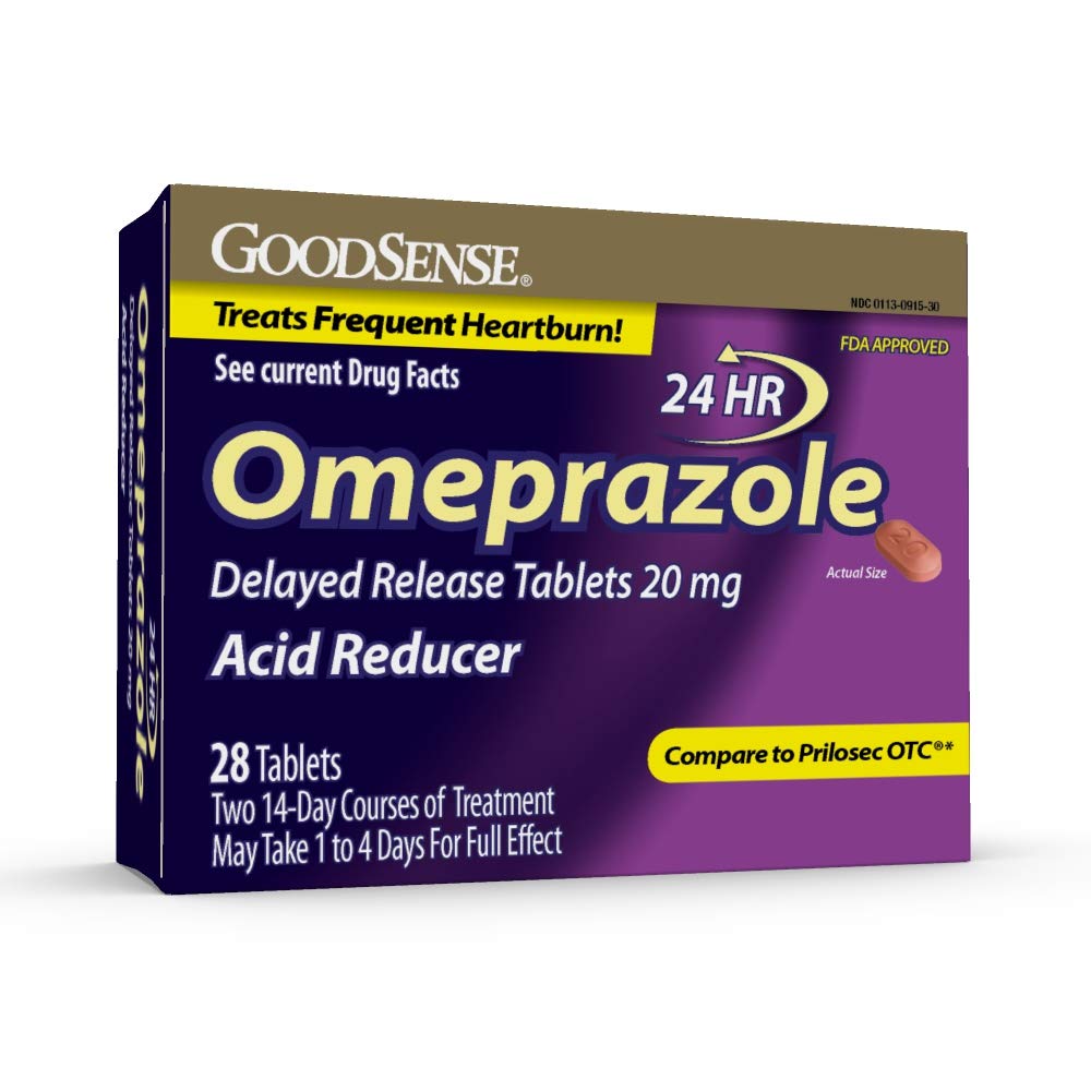 Photo 1 of **BB 10/25**GoodSense Omeprazole Delayed Release Tablets 20 mg, Stomach Acid Reducer for Frequent Heartburn Treatment, 28 Count