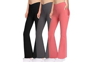 DALIGIRL Bootcut Yoga Pants Flare Leggings for Girls - Crossover High Waisted Dance Pants with Pockets for Teens