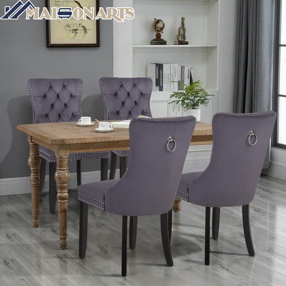 MAISON ARTS Velvet Tufted Dining Chairs Set of 4, Upholstered Dining