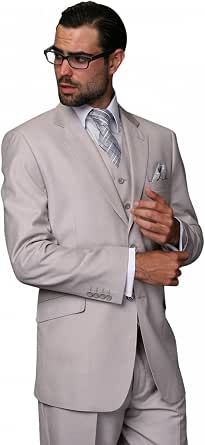 Men's 4PC Wool Ash Brown Formal Suit 