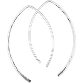 1 Inch Thin Sterling Silver Hammered Threader Earrings Open Hoop 20 Gauge (.8mm)