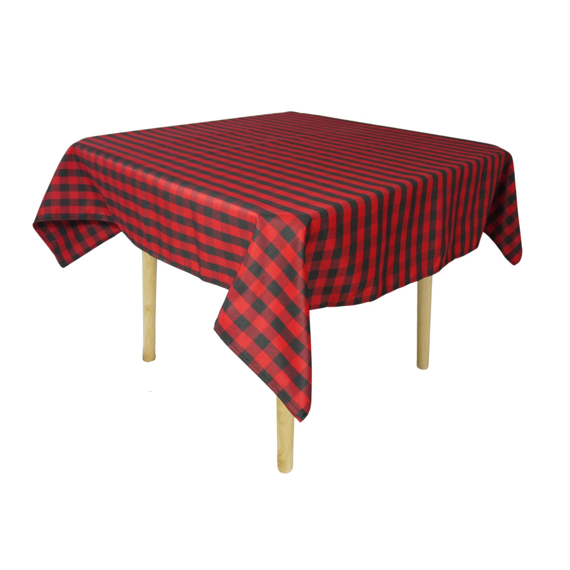 Weavric Buffalo Check Square Tablecloth, 85x85 Inches 216x216 cm, Washable Wrinkle Stain Free Gingham for Buffet Table, Outdoor Picnic, Hotel, Restaurant, Party, Holiday, Christmas, Red and Black