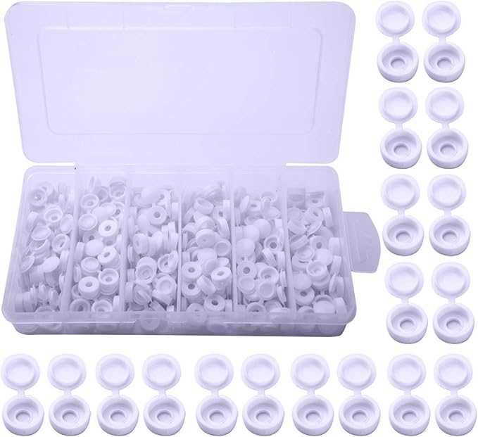 KONUNUS 200 Pieces White Screw Covers Plastic Screw Caps Screw