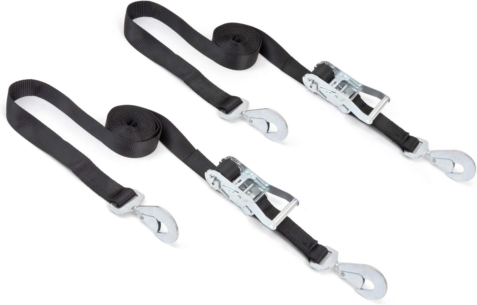 PowerTye Mfg 2 in Wide x 16 ft Long Industrial-Grade Heavy-Duty Ratchet Tie-Downs for UTV and AUTO, Locking Ratchet and Secure Twist Hooks, Black (Pair)
