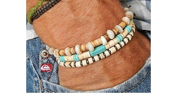 CONJUNTO 3 PULSERAS BOHO SURFERO UNISEX AJUSTABLE MADERA DE ...
