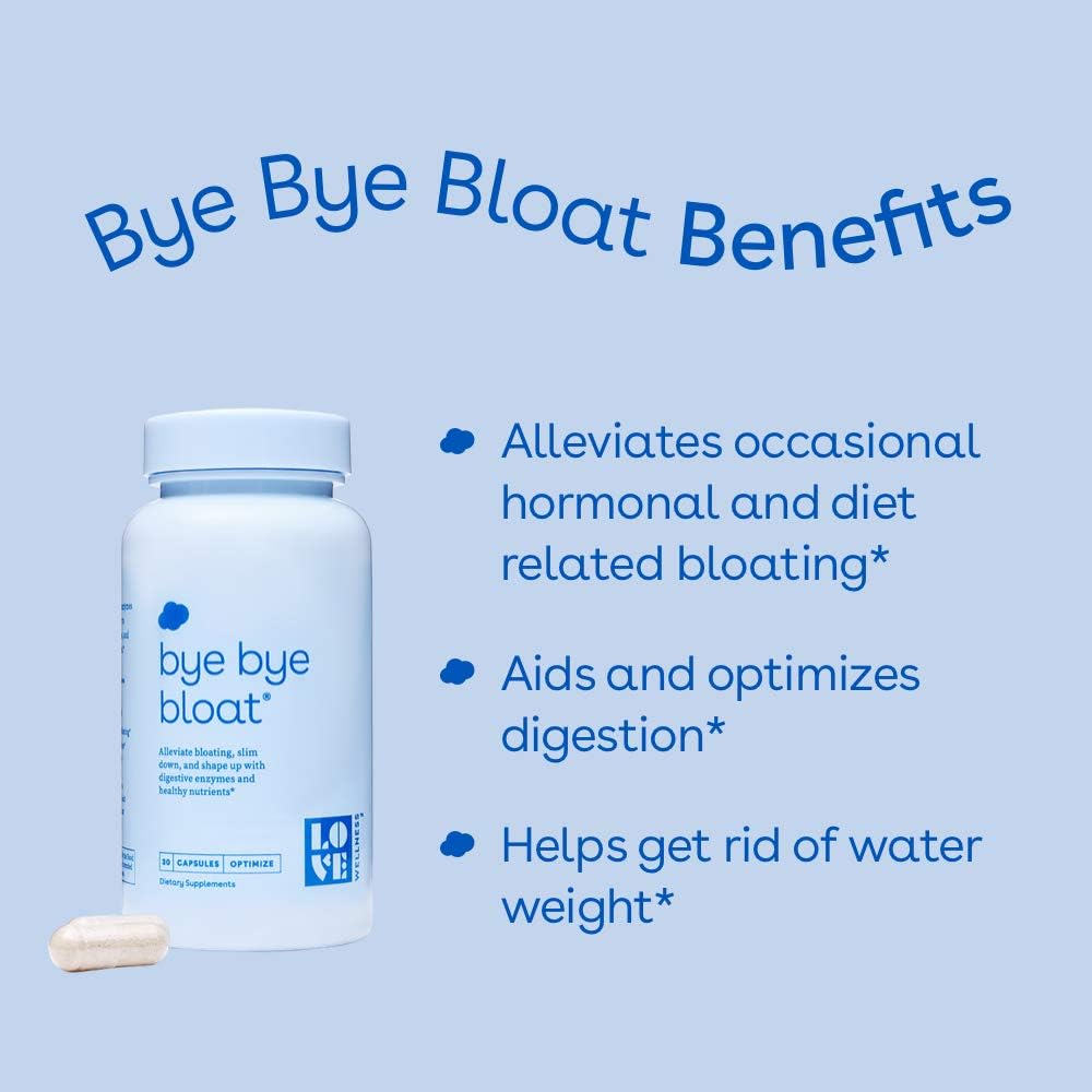 Love Wellness Bye, Bye, Bloat - Digestive Enzymes Supplement - 30 Day Supply - Bloating Relief - Gas Relief - Helps Reduce Water Retention - Helps Your Overall Digestive Health - Safe & Effective: Health & Personal Care