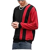 GORGLITTER Men's Casual Crewneck Sweatshirt Color Block Fleece Pullover Sweatshirt