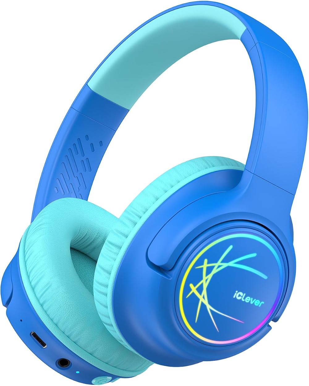 iClever Kids Wireless Headphones LED Lights 43H Playtime Safe Volume Bluetooth