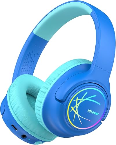 iClever Kids Wireless Headphones LED Lights 43H Playtime Safe Volume Bluetooth