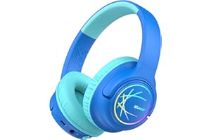 Kids Headphones Wireless with LED Lights, iClever BTH18 Safe Volume 74/85dBA, 43H Playtime, Stereo Sound, USB-C, AUX Cable, B
