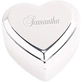 Cherished Moments Personalized Heart Jewelry Keepsake Box for Friend, Co-worker, Wife, or Daughter with Custom Engraved Name or Initials, Silver Toned
