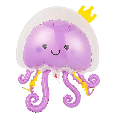 LHLZNB 90 * 70cm double-layer jellyfish pool party decorations，helium balloon, beach party decorations, Aluminium Foil Balloons for Theme Baby Shower Birthday Party Decoration (Purple)