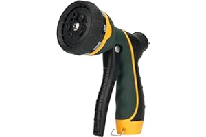 NGreen Garden Hose Sprayer Nozzle - Water Spray with 8 Adjustable Patterns, Impact Resistant and Non-Slip for Watering Plants, Pets Bathing and Cleaning,Car Washing (Green)