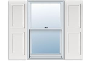 JYXINDZKJ 15 Inch x 39 Inch Standard Raised Panel Exterior Vinyl Shutter, White (Pair)