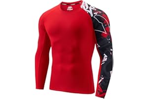 USKOY Men's Rash Guard Long Sleeve UPF 50+ Base Layer Skins Compression Shirt Performance Fit