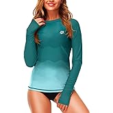 Deerose Womens Gradient Rash Guard UPF 50+ Swim Shirts Surfing Top with Thumb Hole