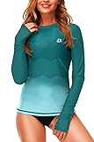 Gradient Color Rash Guard for Women Long Sleeve