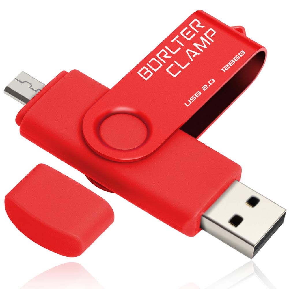 128GB OTG Memory Stick Dual USB Flash Drive, Thumb Drive with Micro USB Drive Port for Android Smartphone Tablet & Computer (Red)