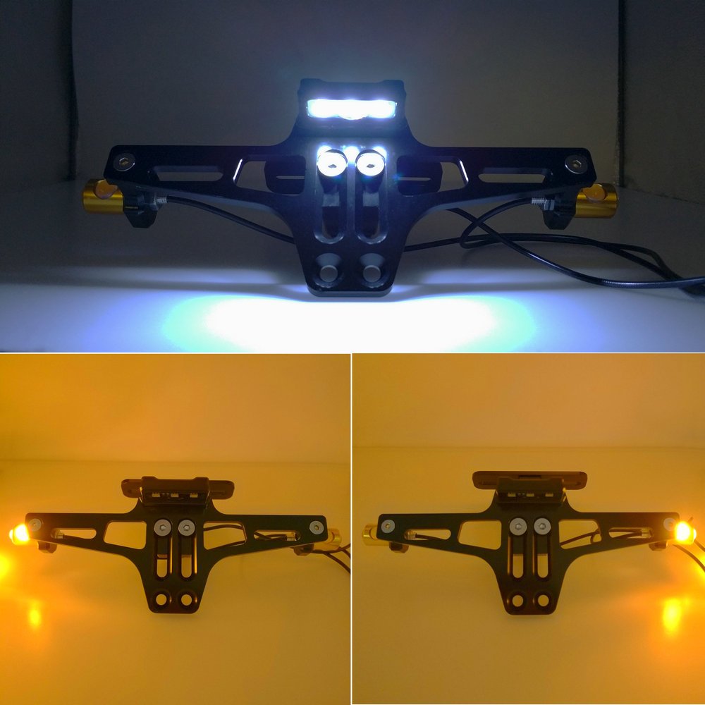 Staffa Portatarga Regolabile Per Yamaha TMAX 500/530/560 - In Alluminio CNC, Con LED, Colori Diversi - Foto 9