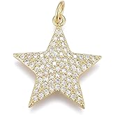 Clotiry 5Pcs Brass Clear Cubic Zirconia Star Shape Pendants Thiny Star Dangle Charms for Jewelry Making Bracelet Necklace