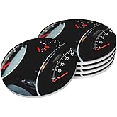 Automobile Dashboard Race Car Coasters Set of 4, Ceramic Drink Coasters Cup Mat for Coffee Bar Home Table Kitchen Decor