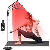 SAVILER 4 Heads Red Light Therapy Lamp with Base, 3-in-1 Chip Infrared Light Therapy Device, Height Adjustable, 660nm Red Light and 850nm Near Infrared Light for Face, Body, Pain, Skin - Home Use
