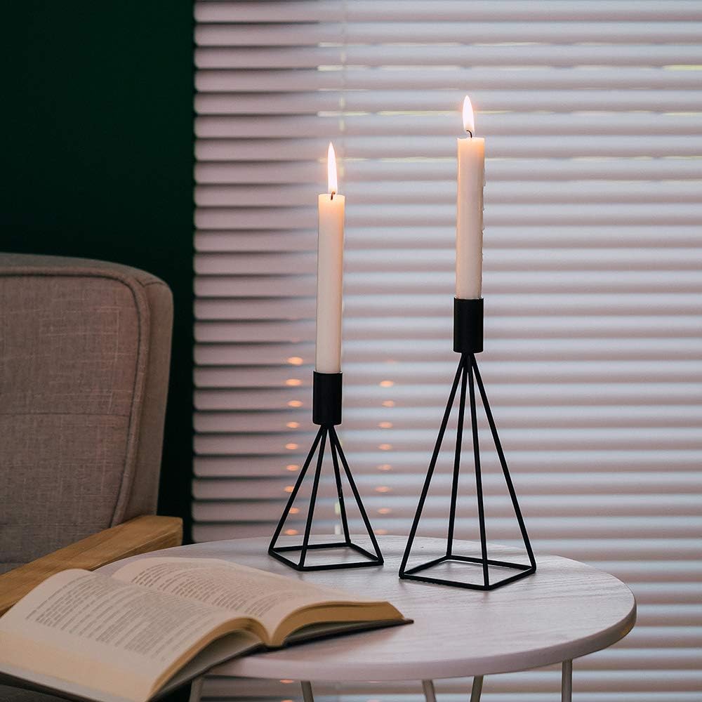 Sziqiqi Metal Taper Candle Holders Set of 2, Black - Image 3